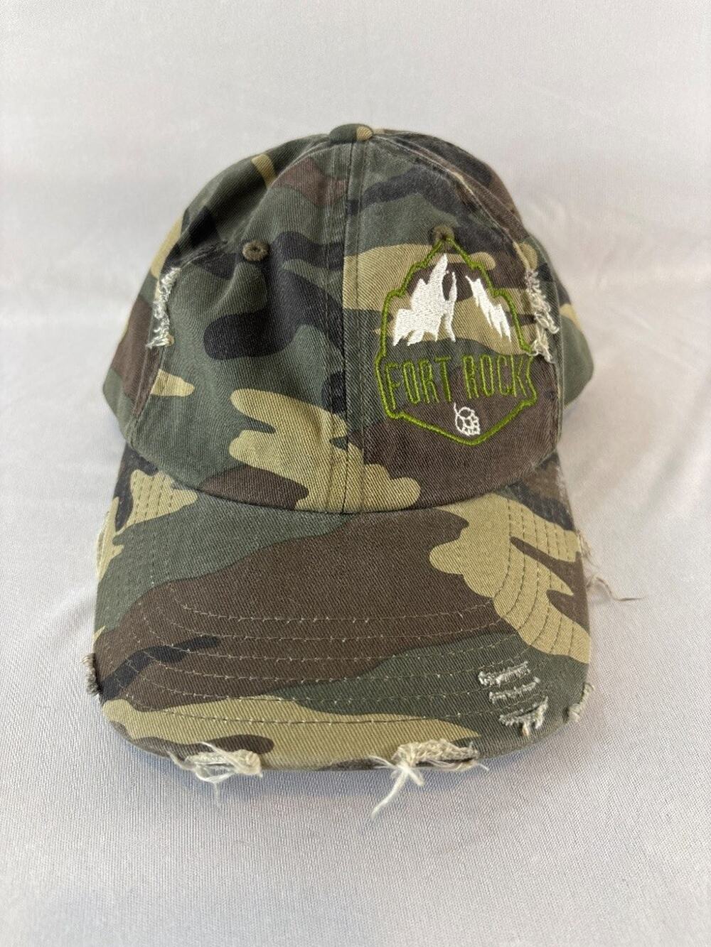 Fort Rock Brewing Distressed Camo Dad Hat Adjustable Baseball Cap